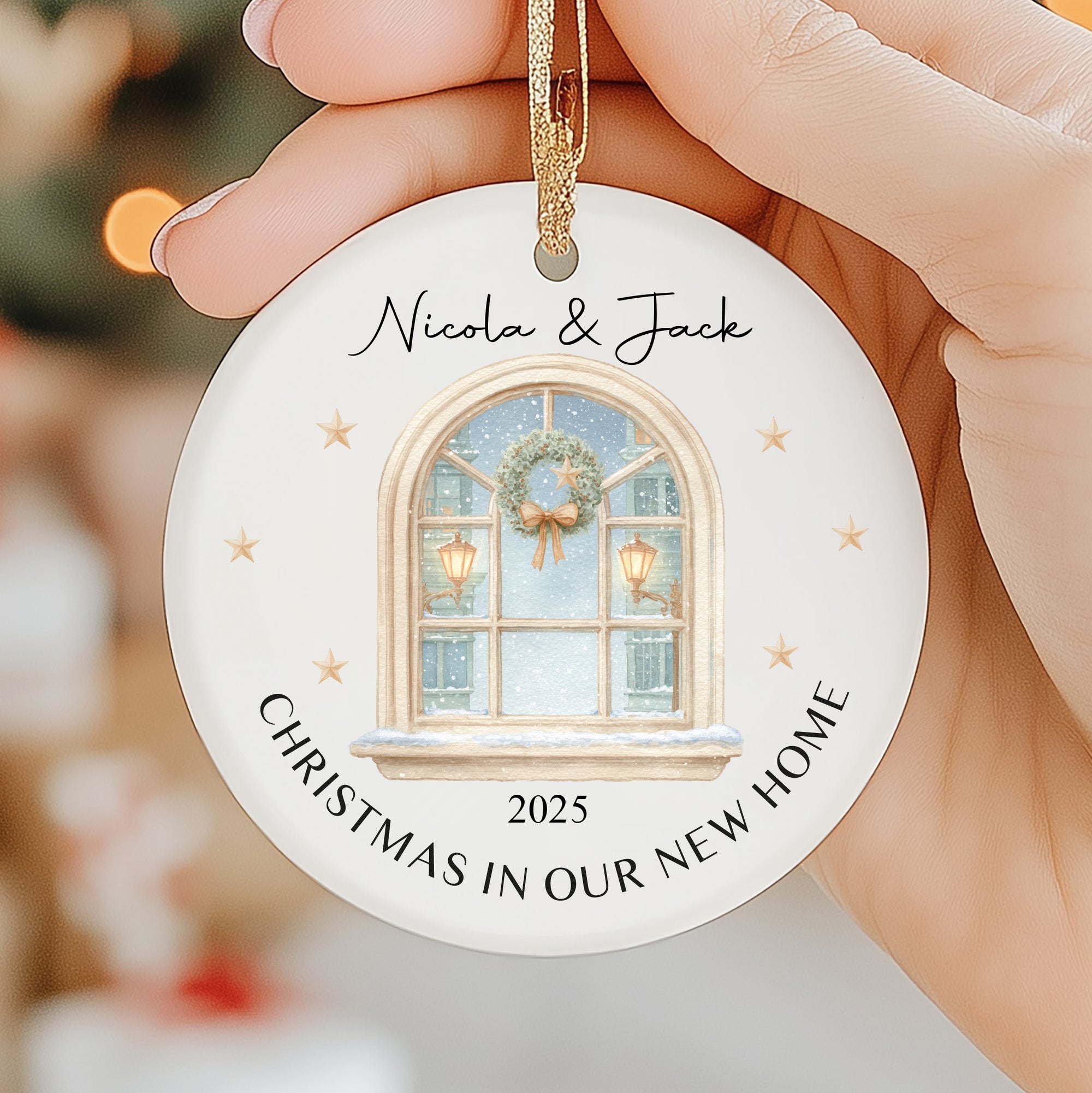 Personalised New Home Christmas Window Ceramic Bauble