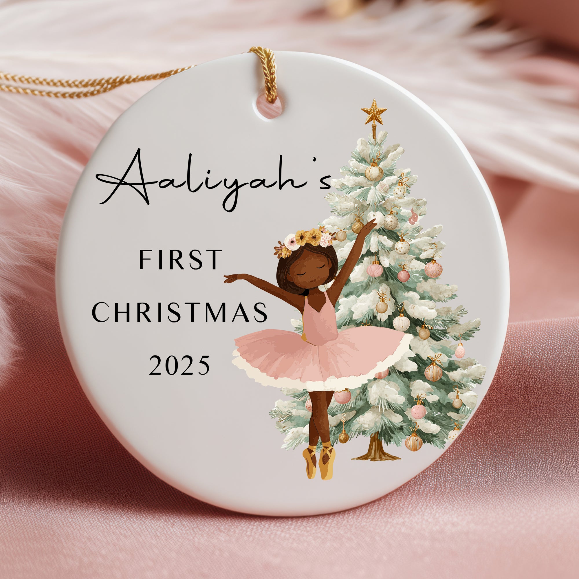 Personalised Dancing Ballerina First Christmas Ceramic Bauble