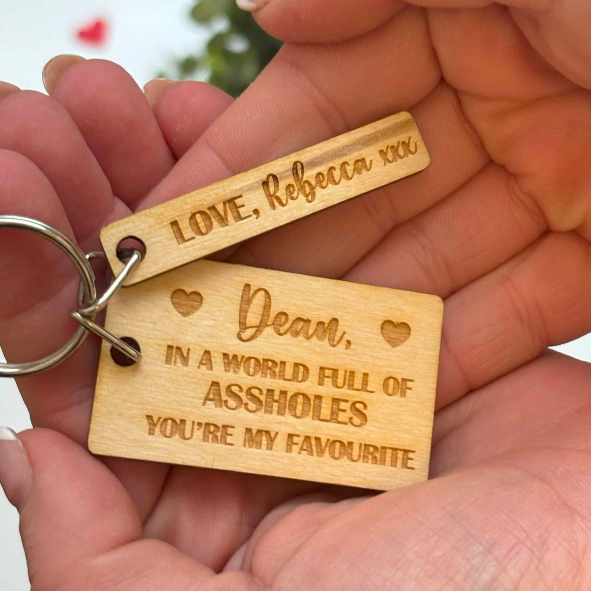 Personalised Valentine's Novelty Wooden Keyring