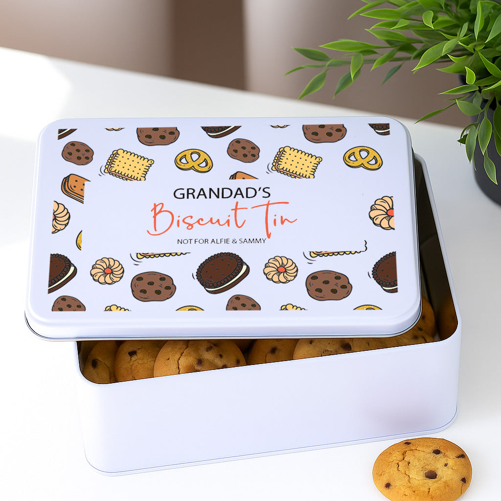Personalised Rectangle White Biscuit Tin – Custom UV Printed Gift