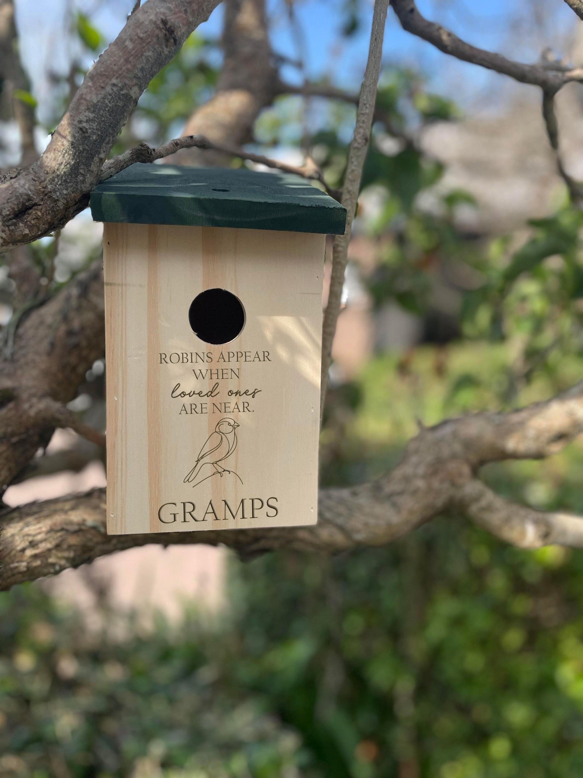 Personalised Wooden Memorial Robin Nesting Bird Box