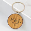 Personalised Bamboo Wooden Couples Initials Keyring