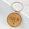 Personalised Bamboo Wooden Couples Initials Keyring