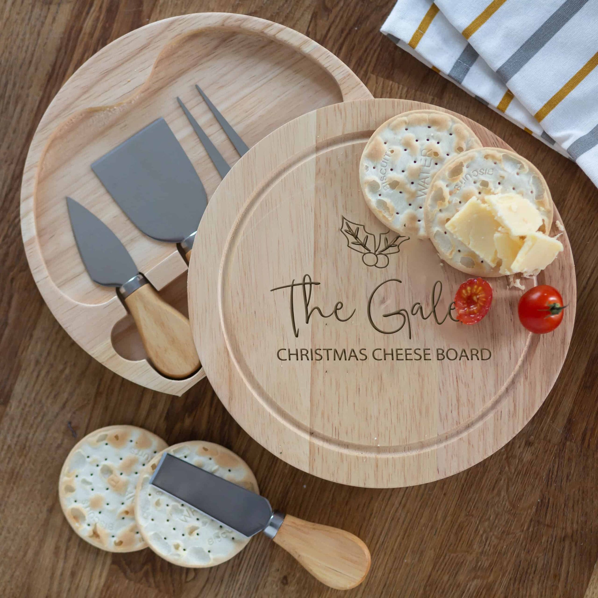 Personalised Wooden Christmas Cheese Board With Tools