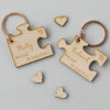 Personalised Wooden Puzzle Piece Key Ring Set