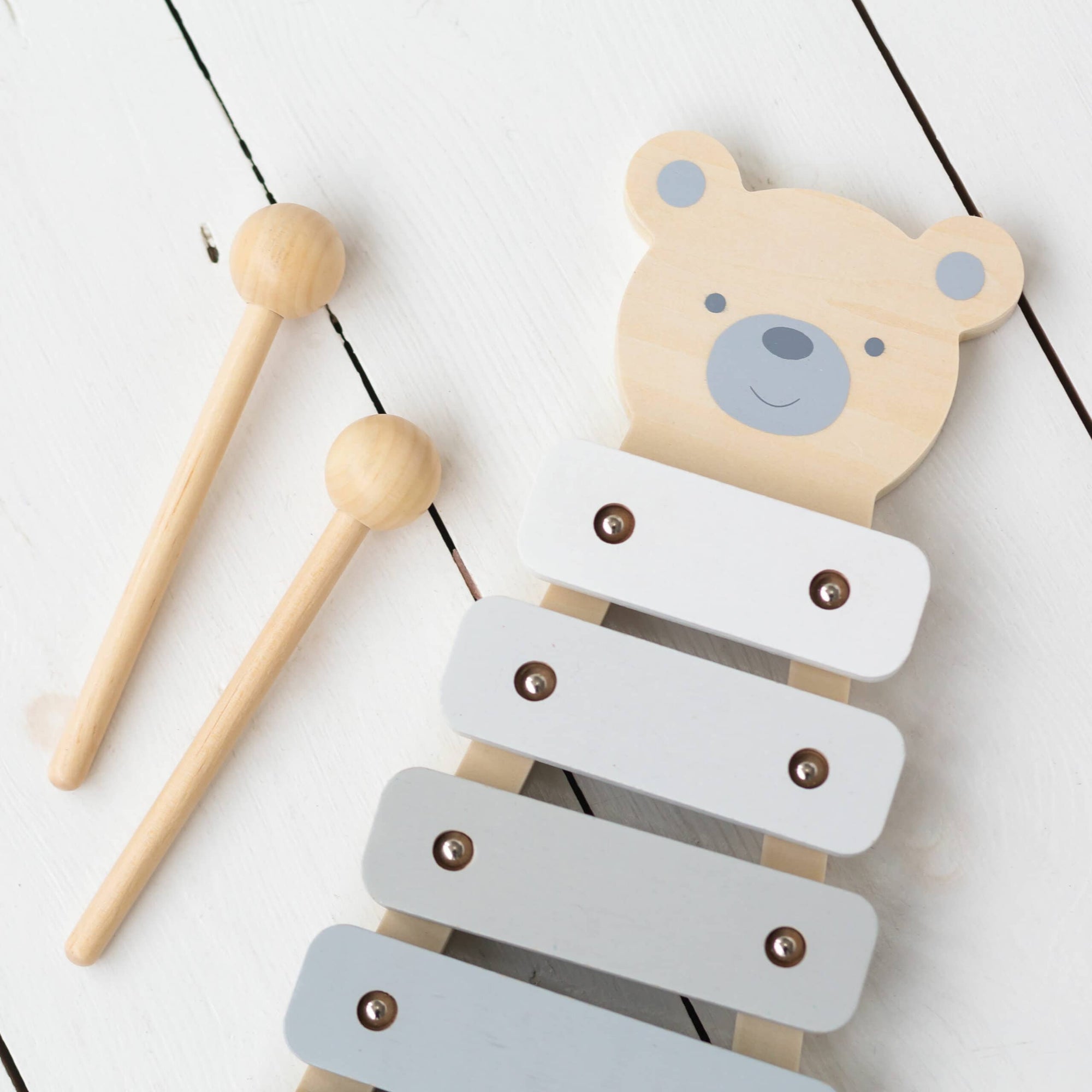 Personalised Kids Wooden Teddy or Elephant Xylophone Toy