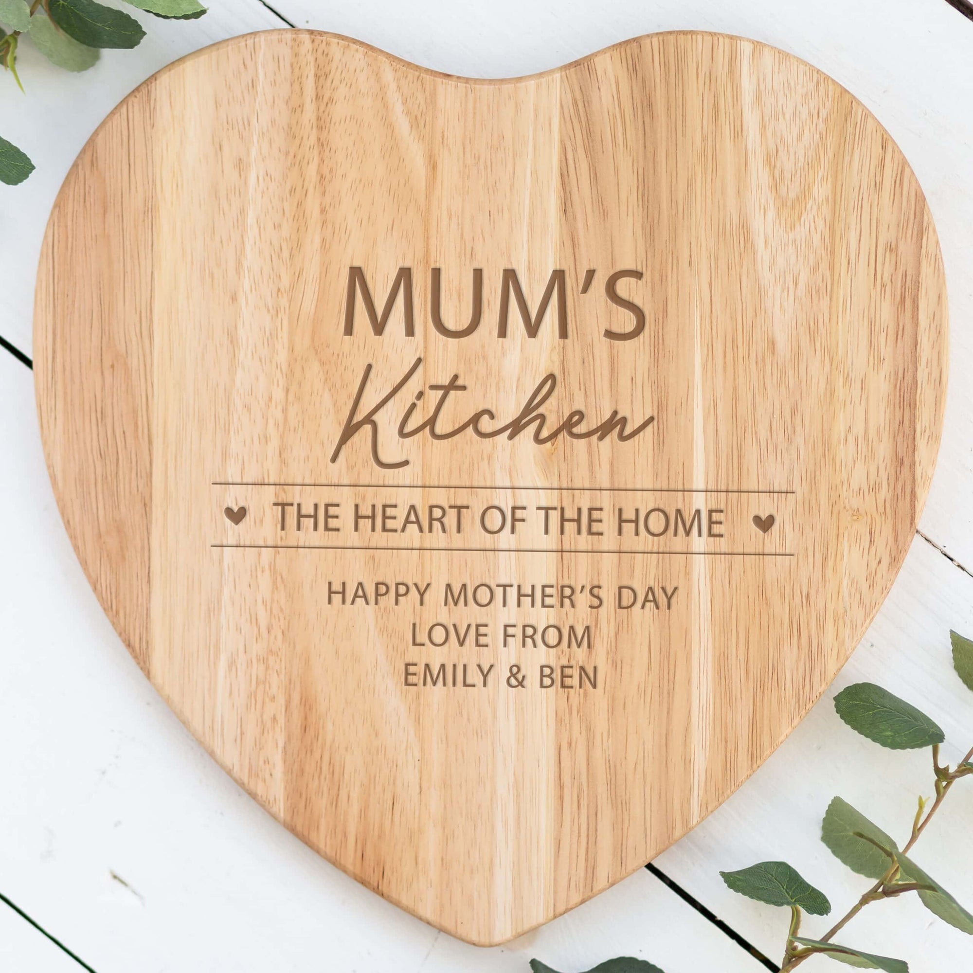 Personalised Heart Shaped Wooden Chopping Board