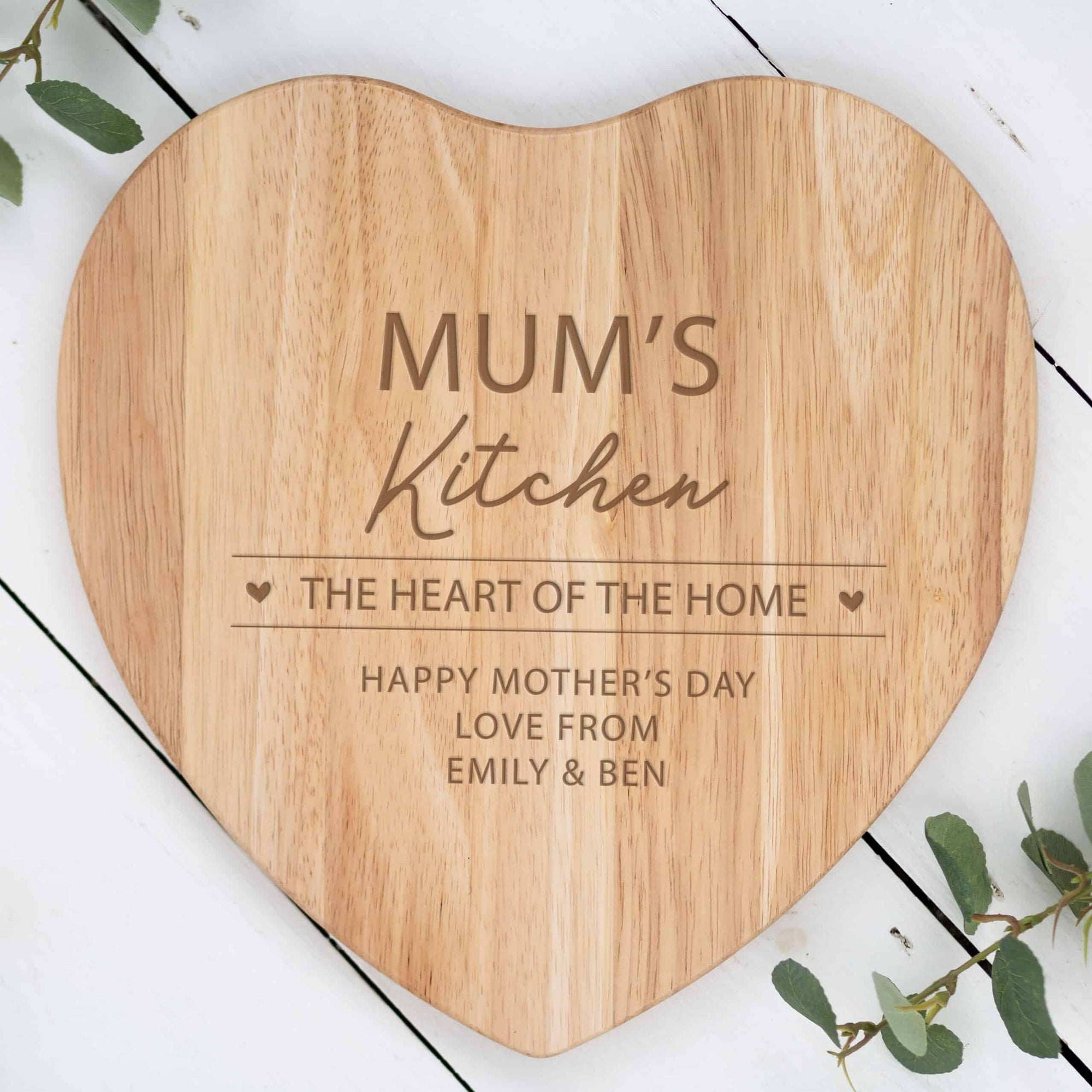 Personalised Heart Shaped Wooden Chopping Board