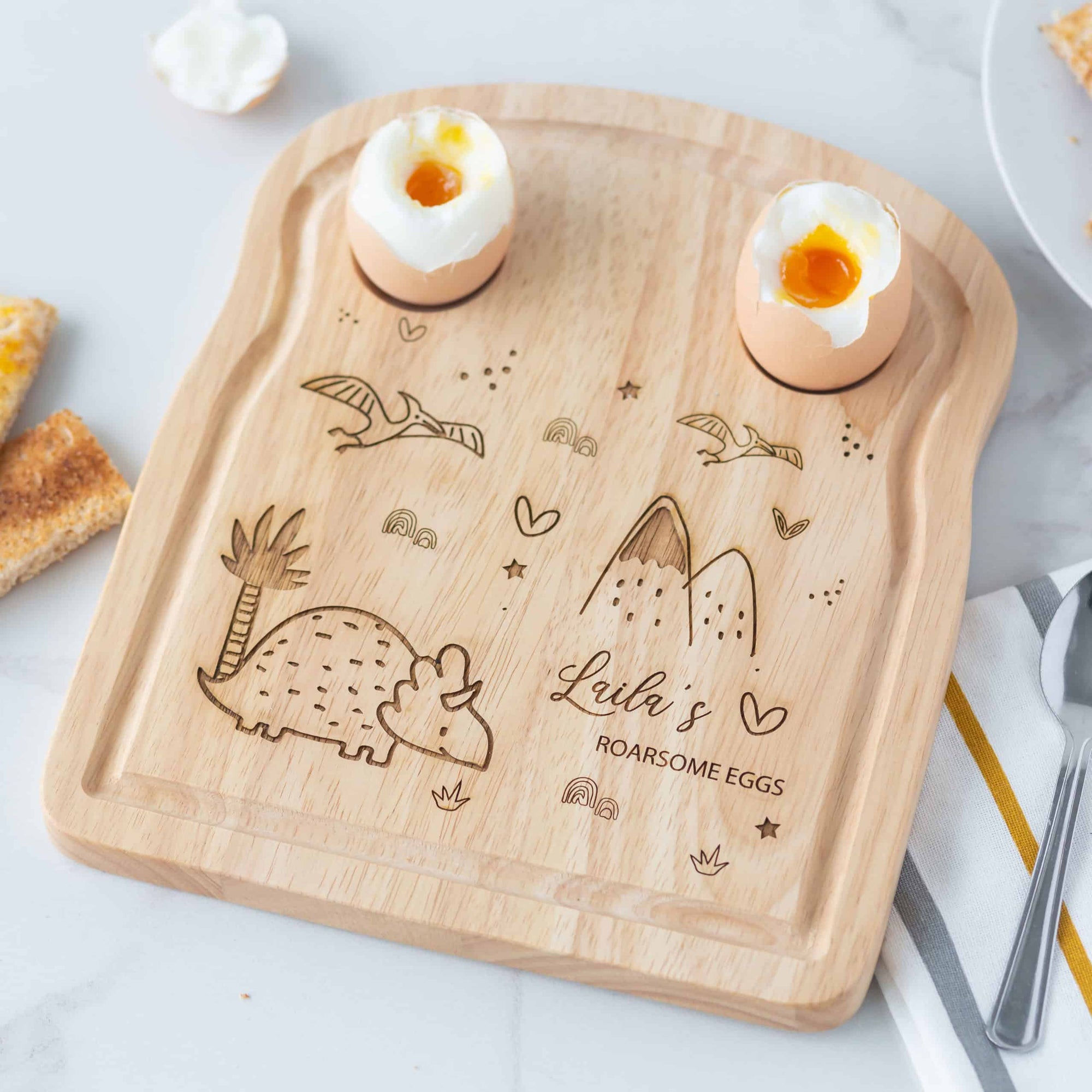 Personalised Triceratop Dinosaur Breakfast Board