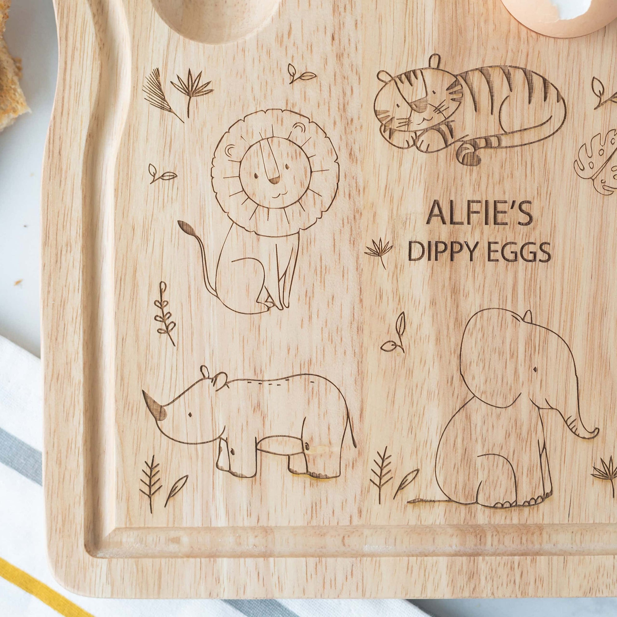 Personalised Wooden Safari Breakfast Egg Board
