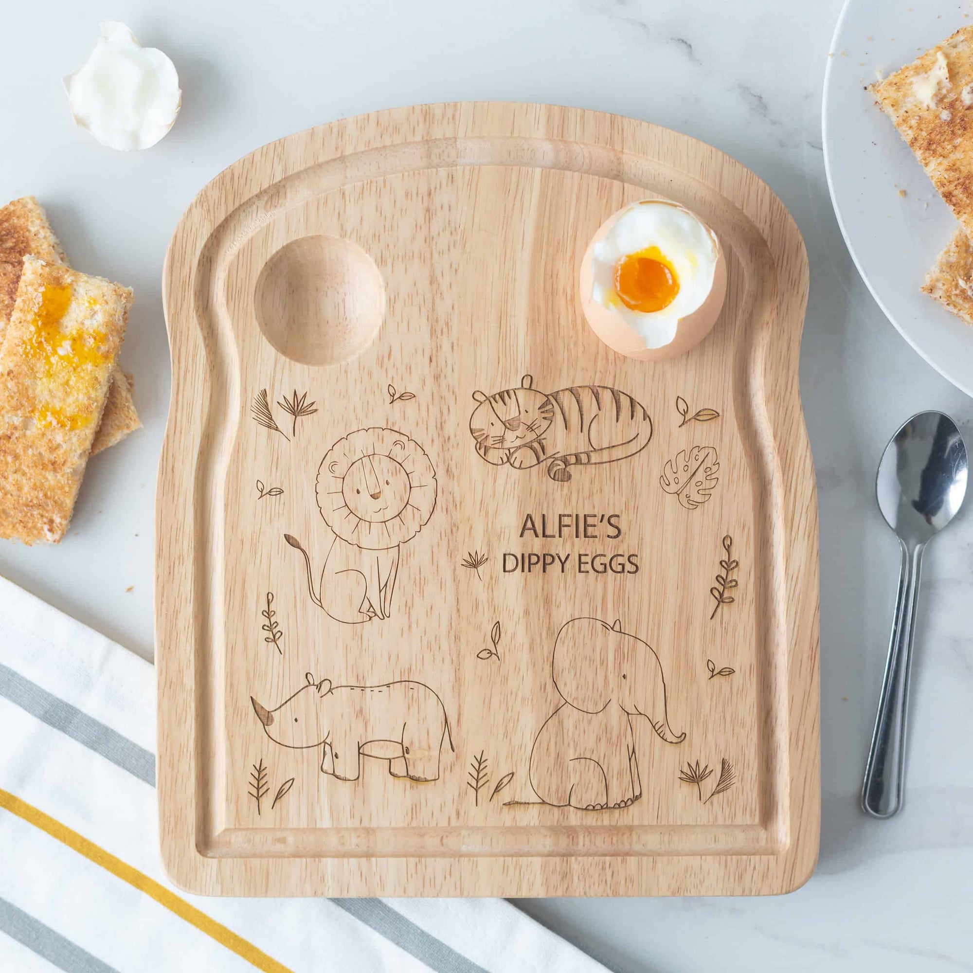 Personalised Wooden Safari Breakfast Egg Board