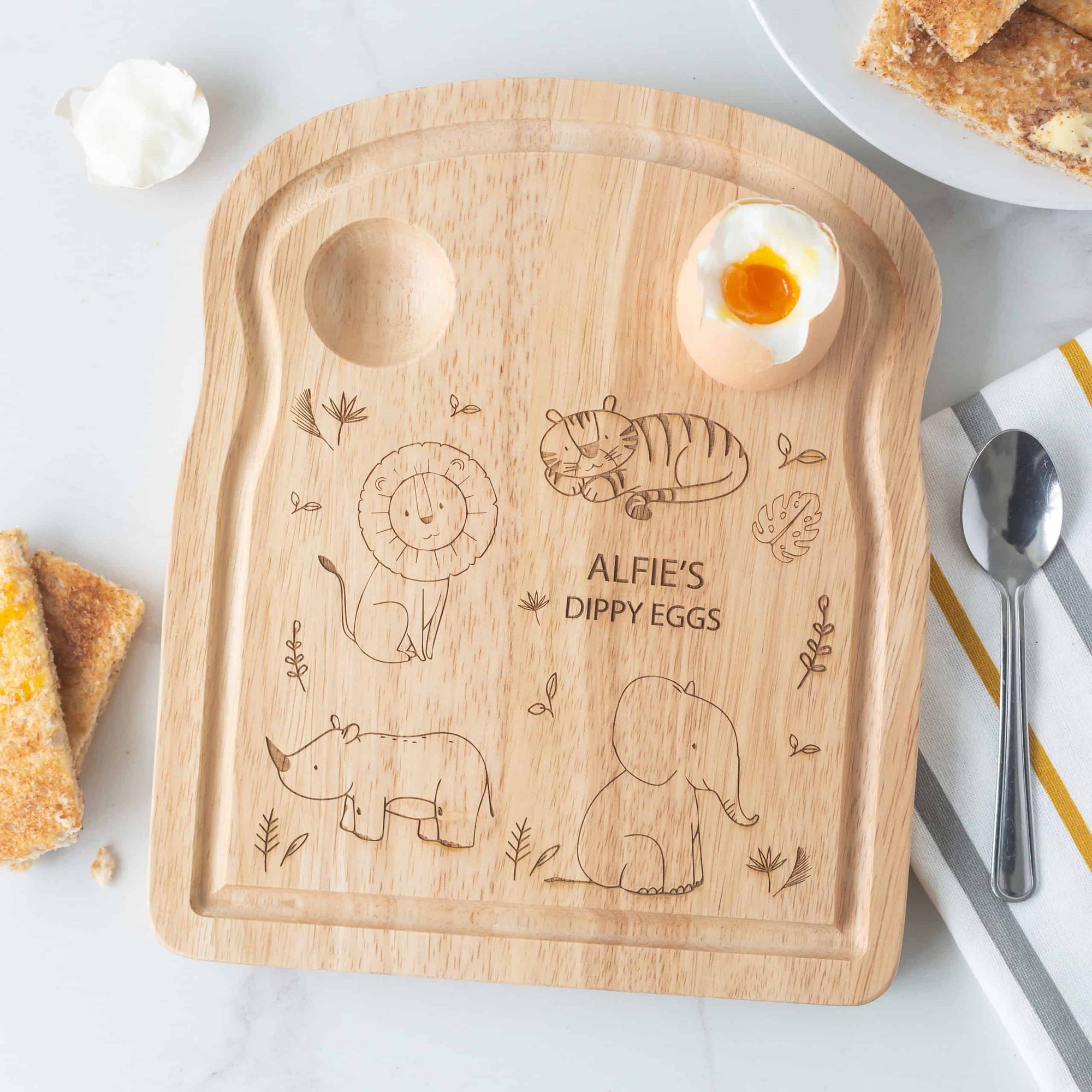 Personalised Wooden Safari Breakfast Egg Board