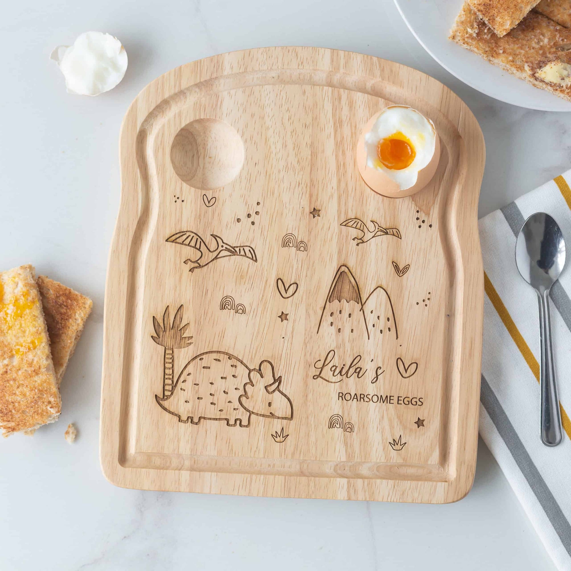 Personalised Triceratop Dinosaur Breakfast Board