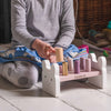 Personalised Wooden Pink Bunny Hammer Bench Toy