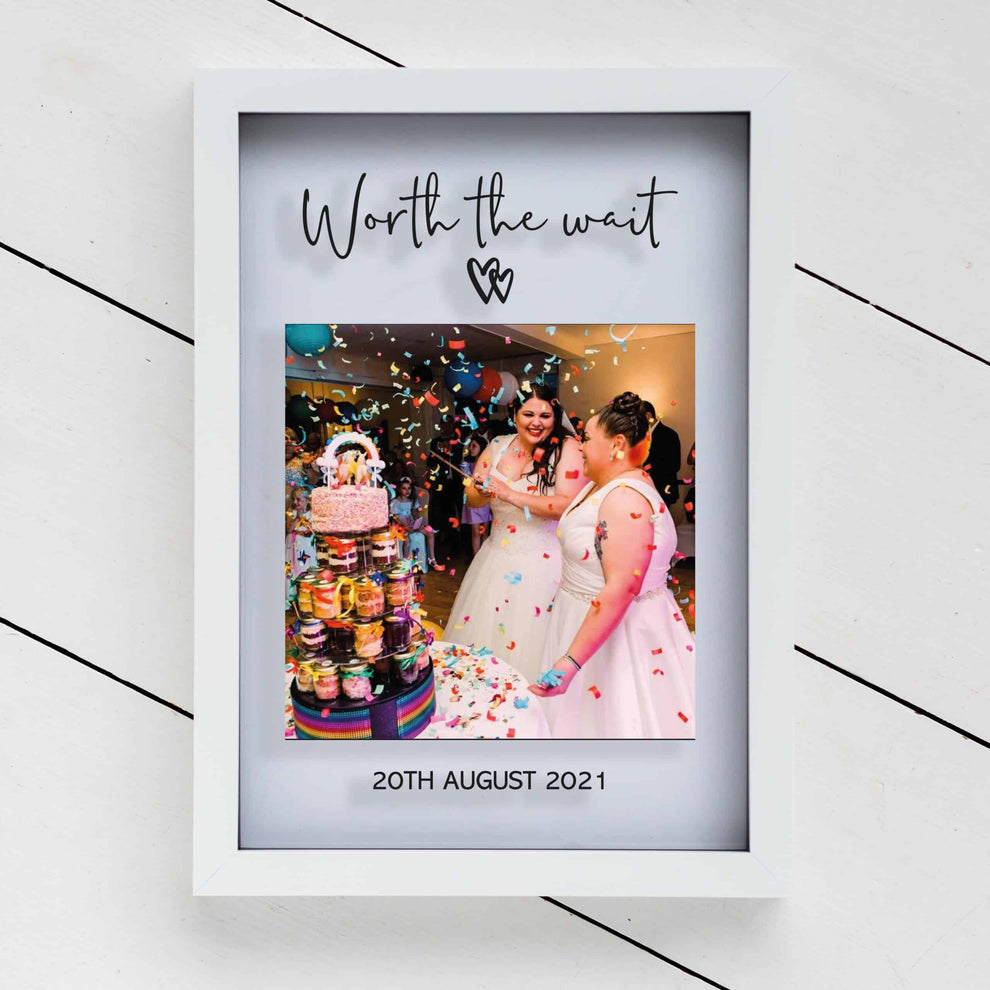 Personalised A4 Printed Glass White Photo Frame - Multiple Sizes