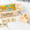 Personalised Safari Wooden Domino Toy Set