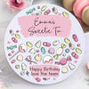 Personalised Pink Metal Round Sweetie Tin