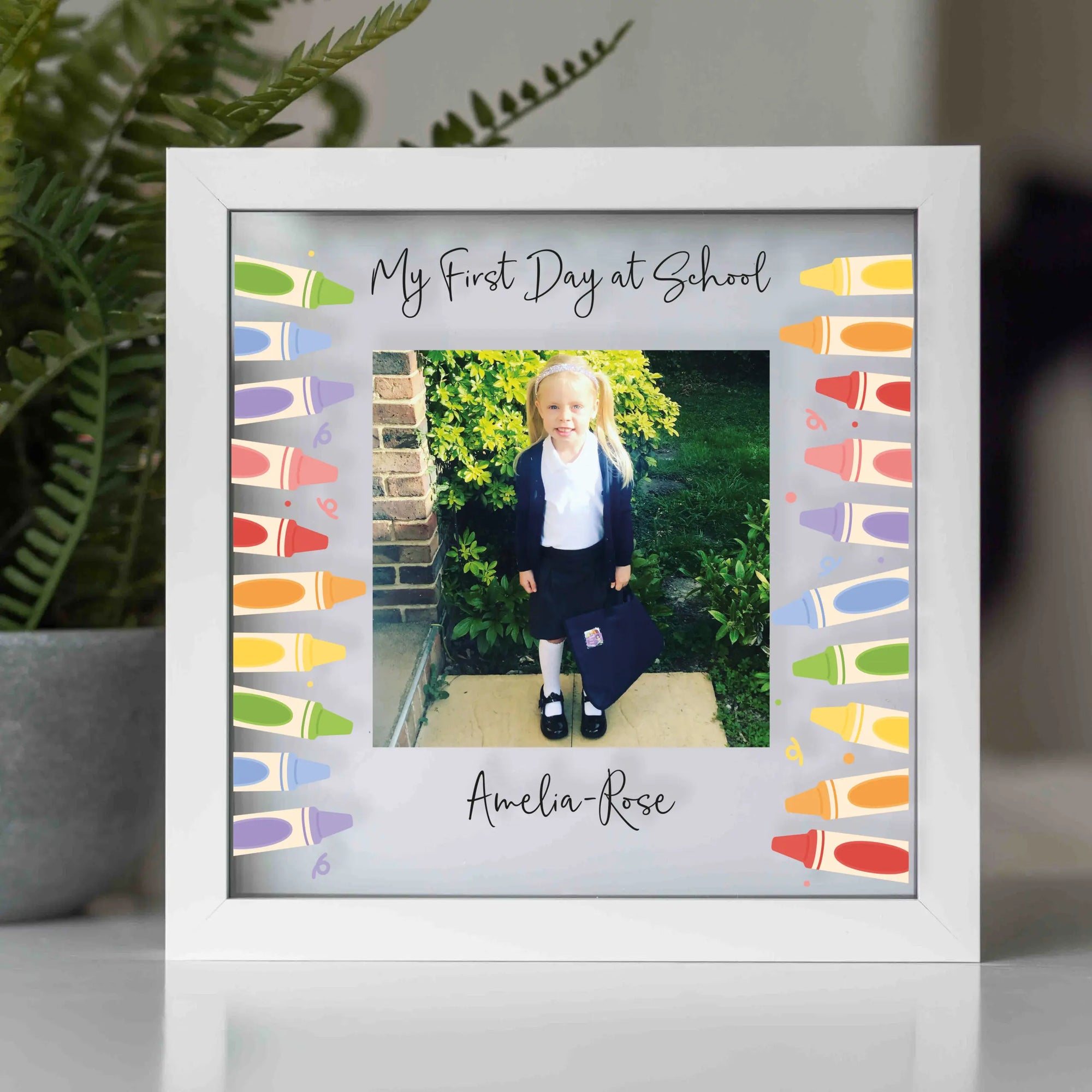 Personalised Glass Printed First Day At School Frame - Multiple Sizes