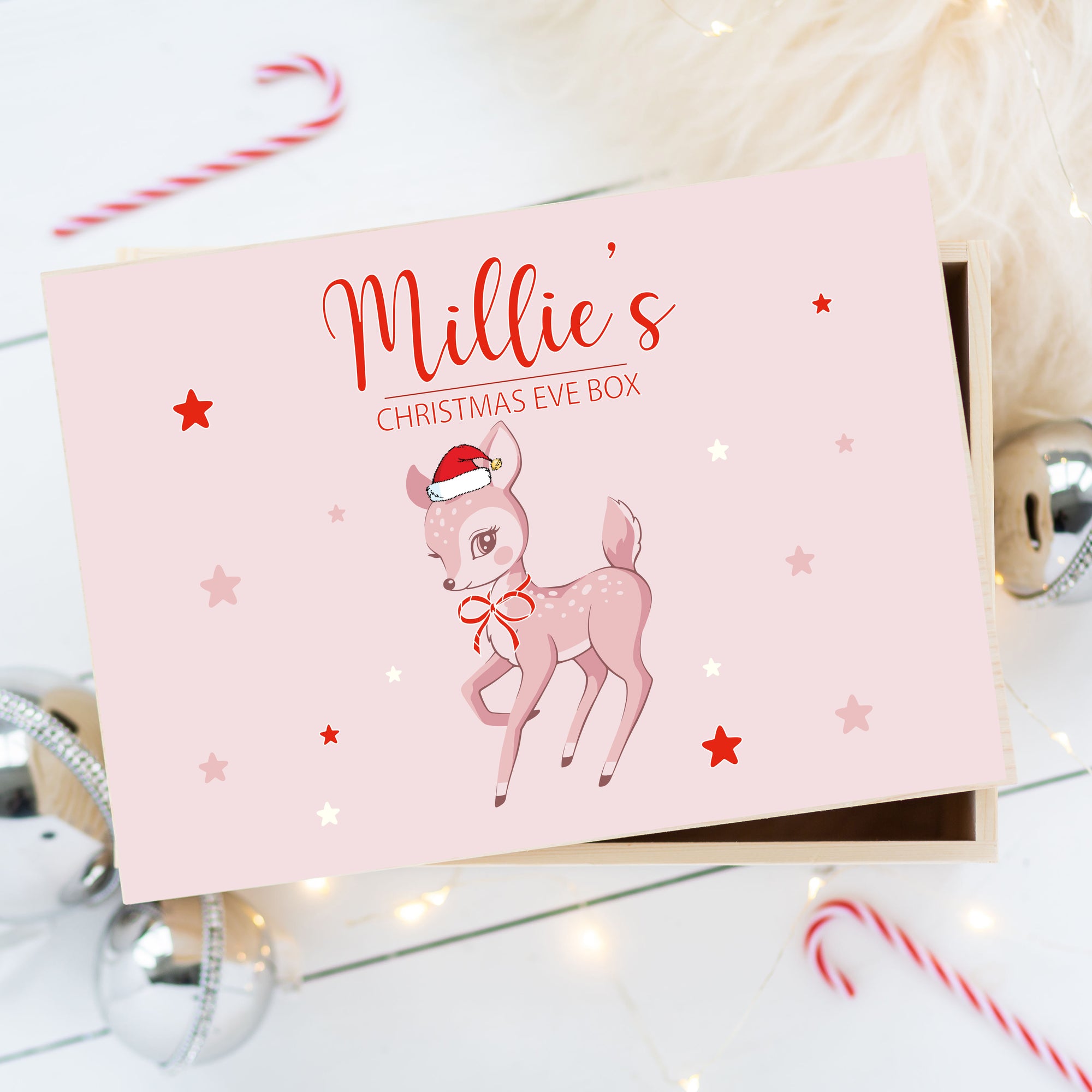 Personalised Pink Deer Christmas Eve Box