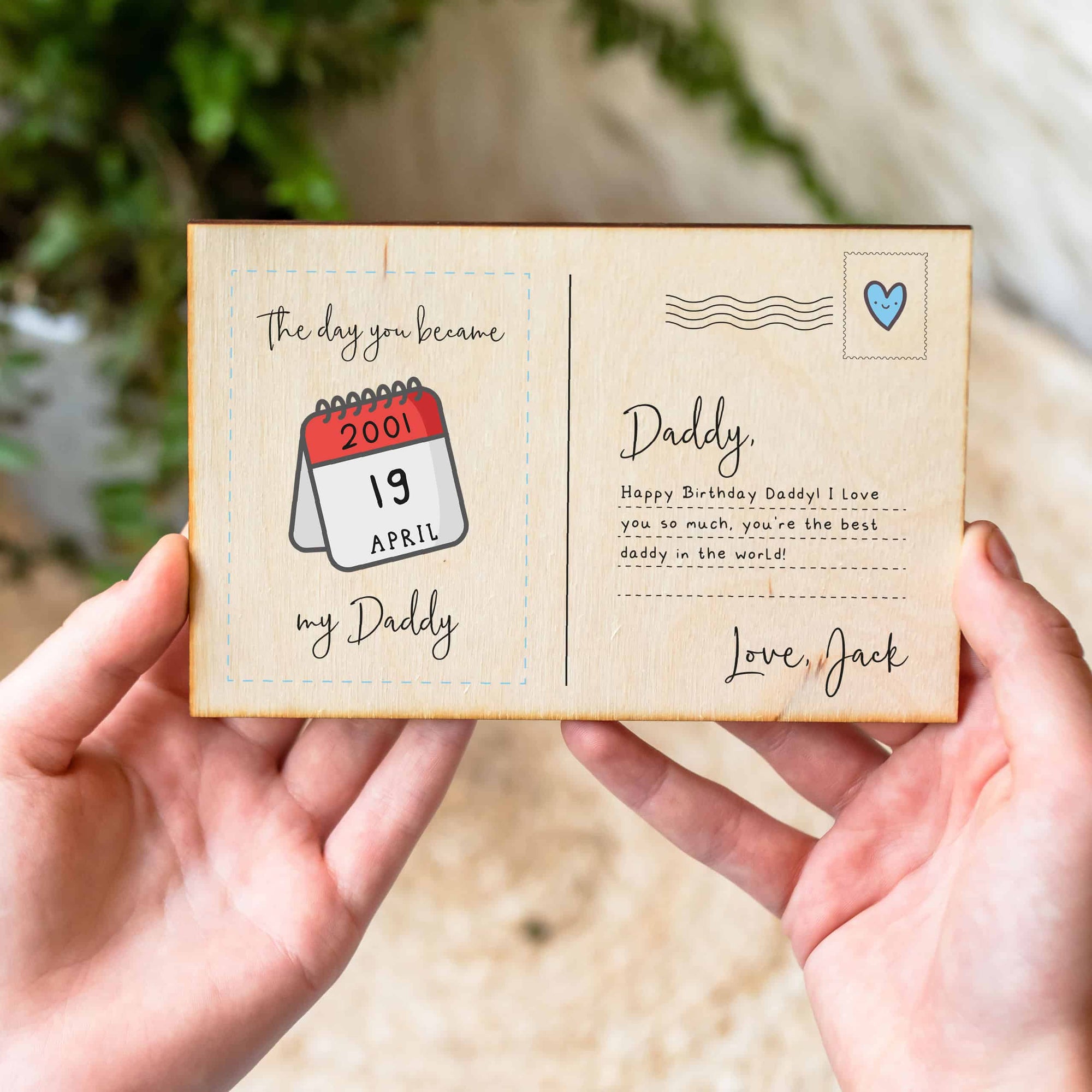 Personalised World's Best Daddy Wooden Postcard