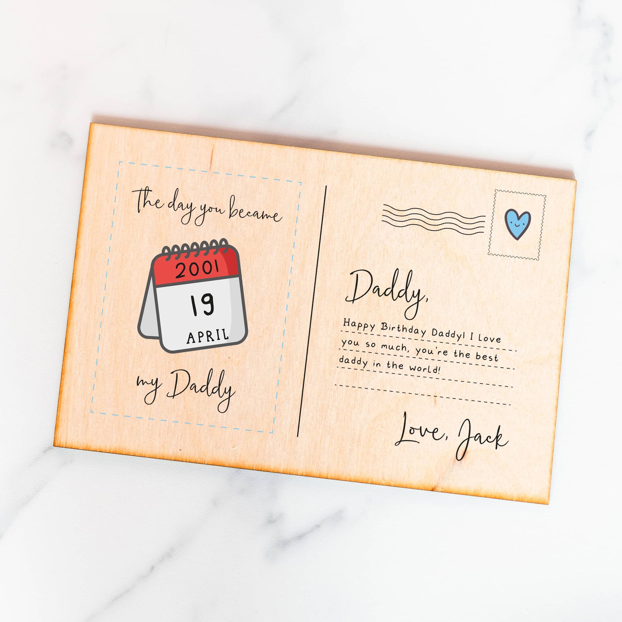 Personalised World's Best Daddy Wooden Postcard