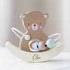 Personalised Wooden Teddy Wire and Bead Toy