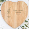 Personalised Birth Flower Heart Shaped Wooden Chopping Board