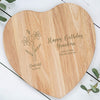 Personalised Birth Flower Heart Shaped Wooden Chopping Board