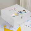 Personalised White Wooden Kids Safari Birthday Card Storage Box