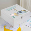 Personalised White Wooden Kids Safari Birthday Card Storage Box