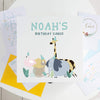 Personalised White Wooden Kids Safari Birthday Card Storage Box
