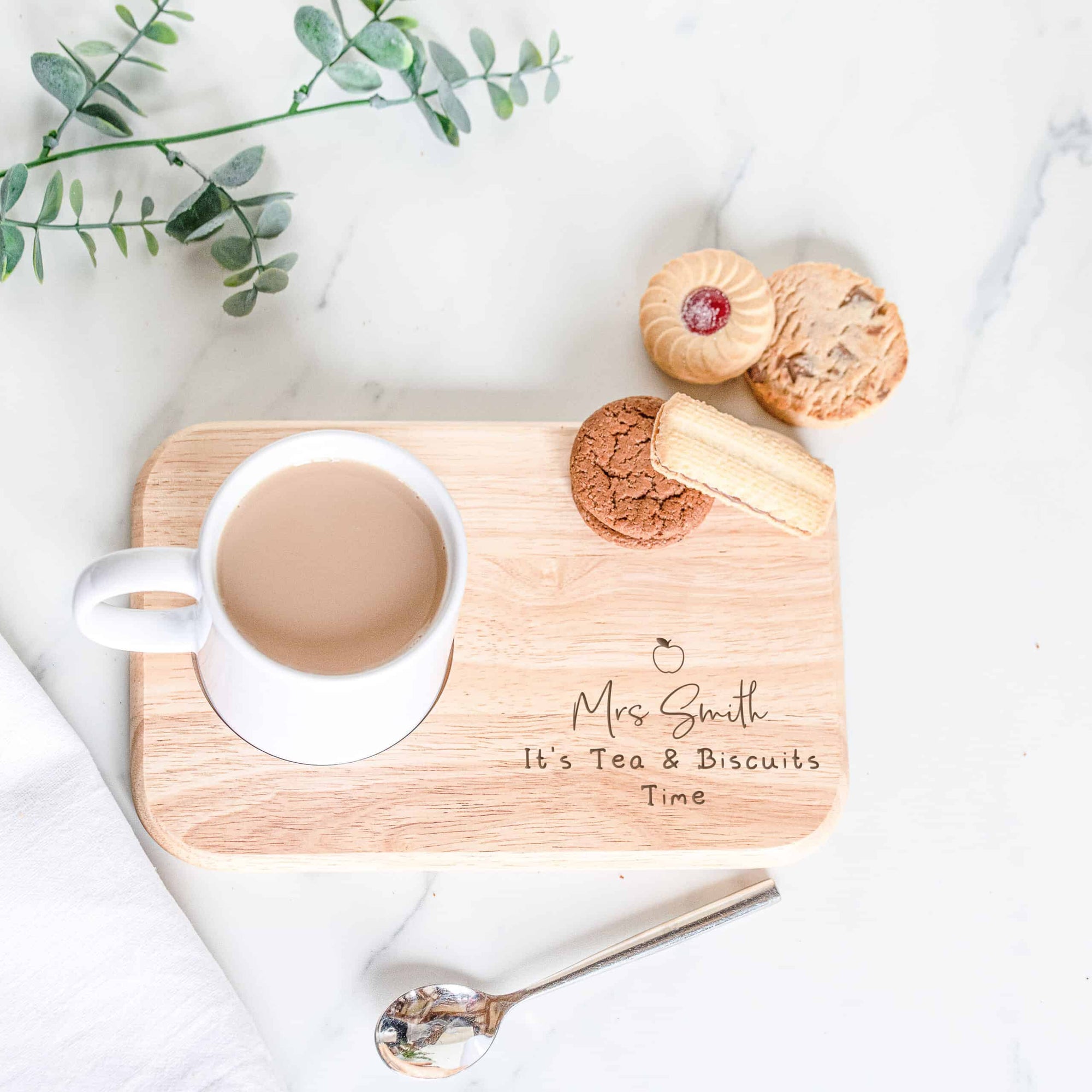 Personalised Teachers Tea and Biscuit Wooden Tray