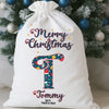 Personalised Blue Christmas Letter Present Sack