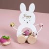 Personalised Wooden Pink Bunny Motor Pull Toy