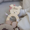Personalised Wooden Natural Teddy Motor Pull Toy