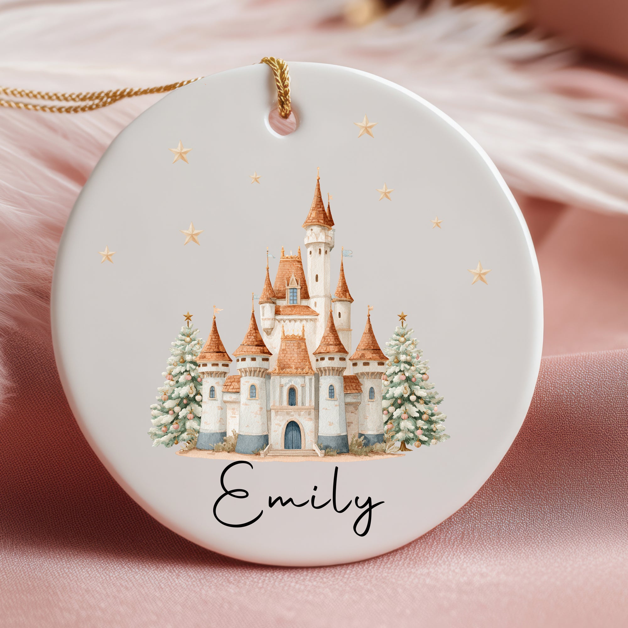 Personalised Castle Christmas Ceramic Bauble