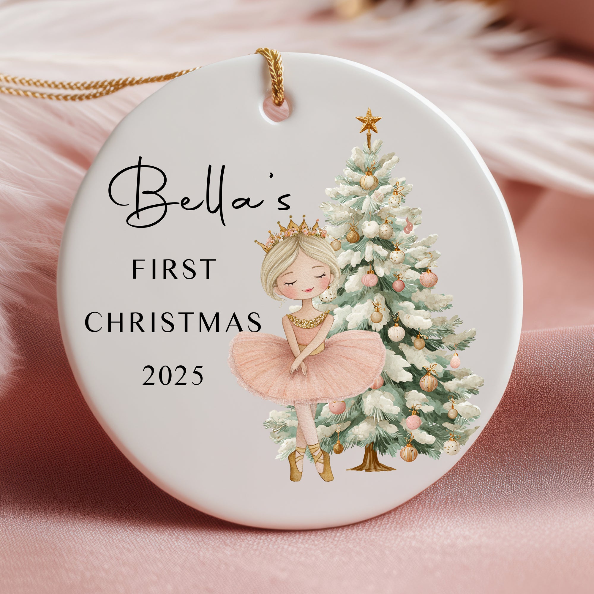 Personalised Ballerina First Christmas Ceramic Bauble