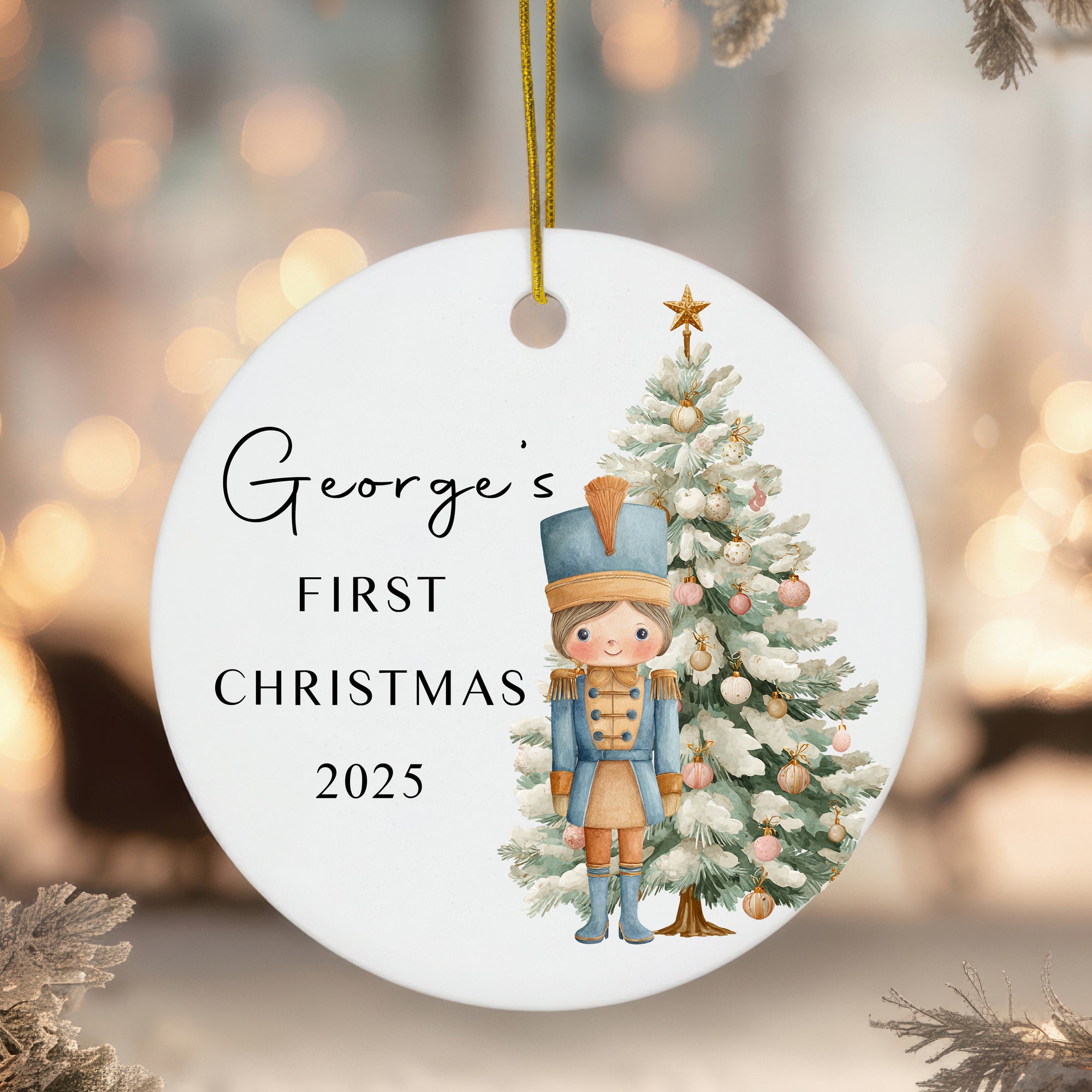 Personalised Nutcracker First Christmas Ceramic Bauble
