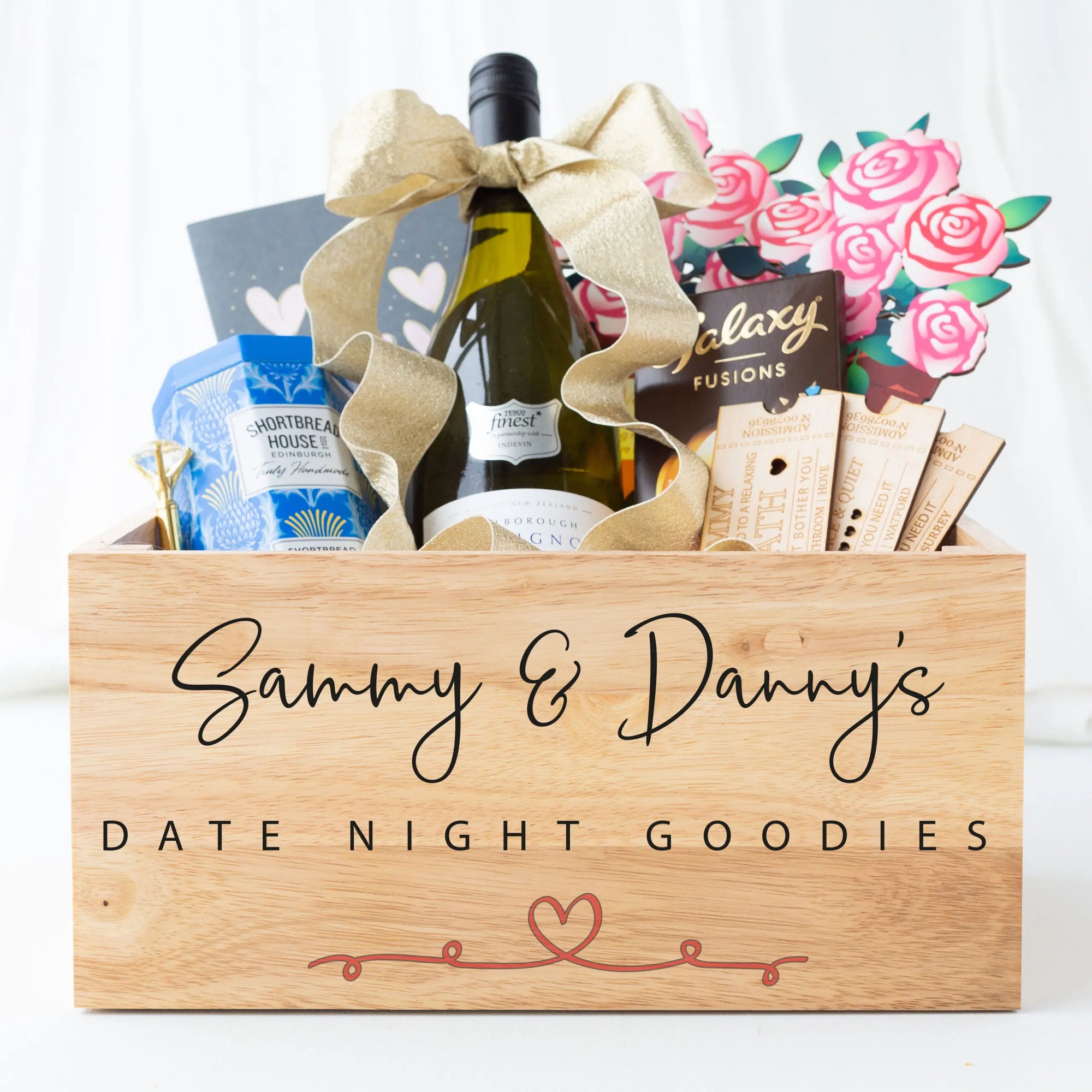 Personalised Wooden Printed Valentine's Day Date Night Crate