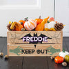 Personalised Pine Halloween Crate – Keep Out!