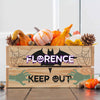 Personalised Pine Halloween Crate – Keep Out!
