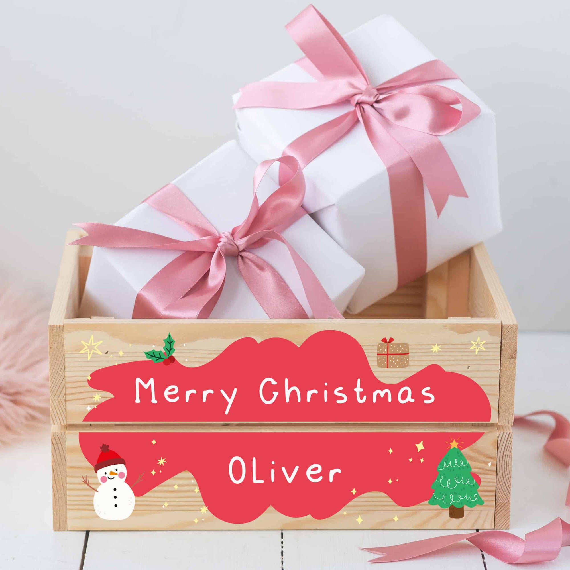 Personalised Wooden Slatted - Merry Christmas