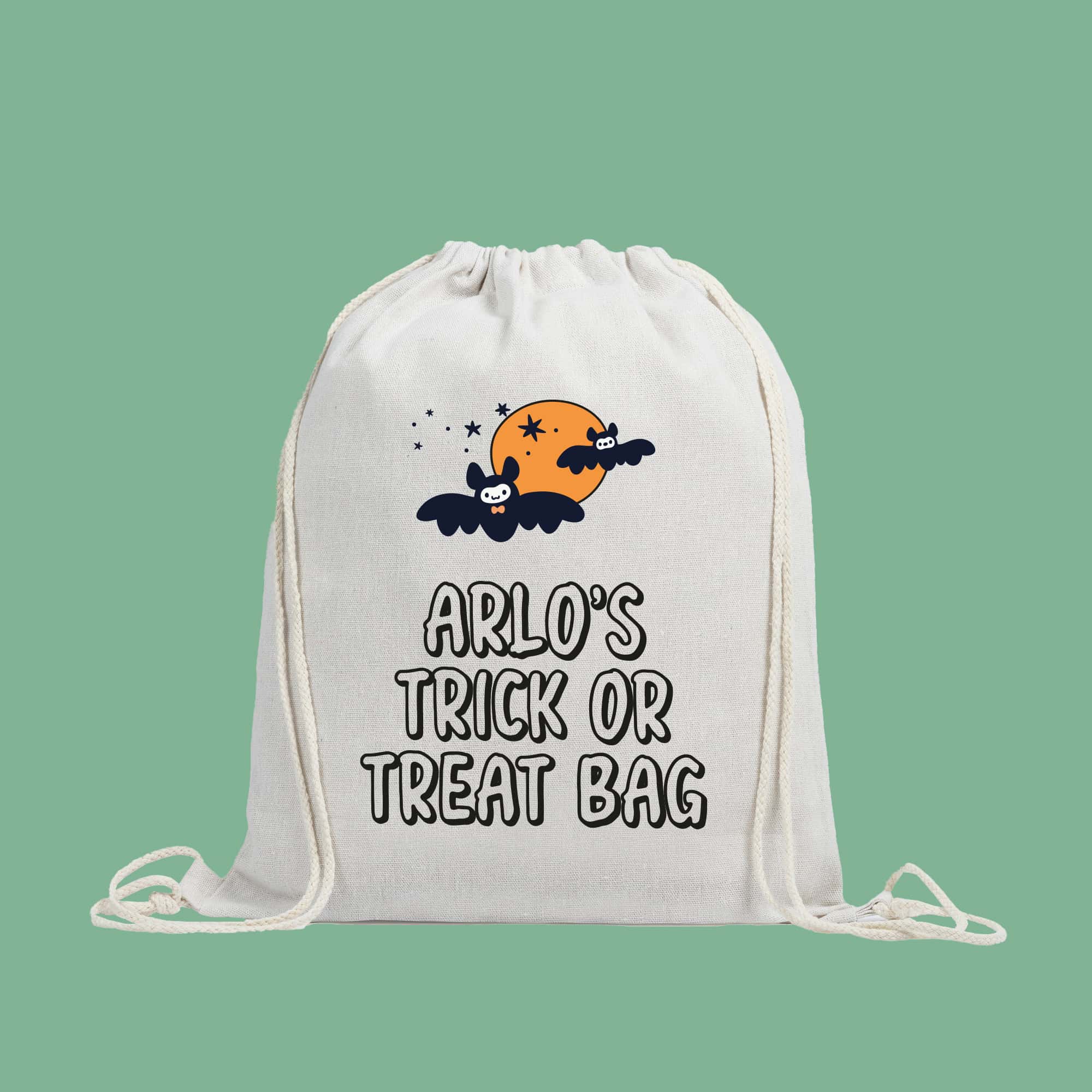 Personalised Halloween Trick or Treat Drawstring Bag - Bat