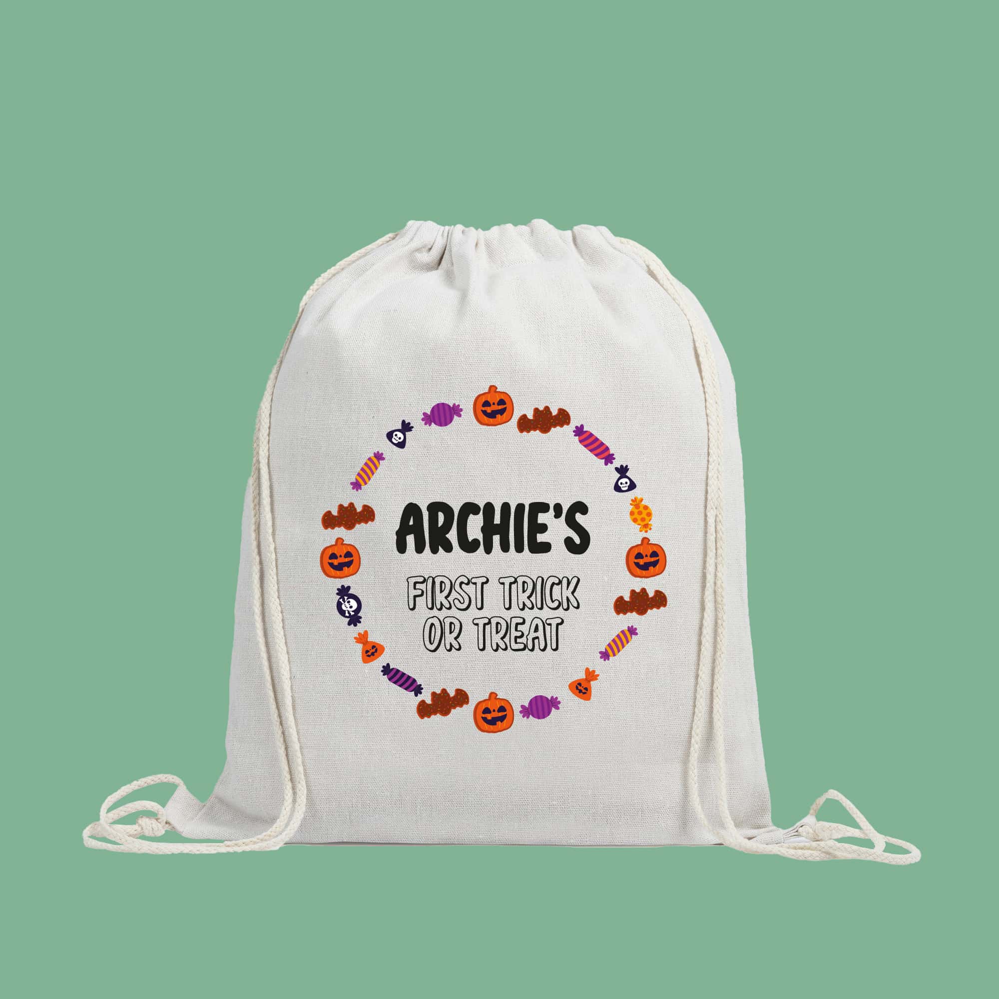 Personalised Halloween Trick or Treat Drawstring Bag