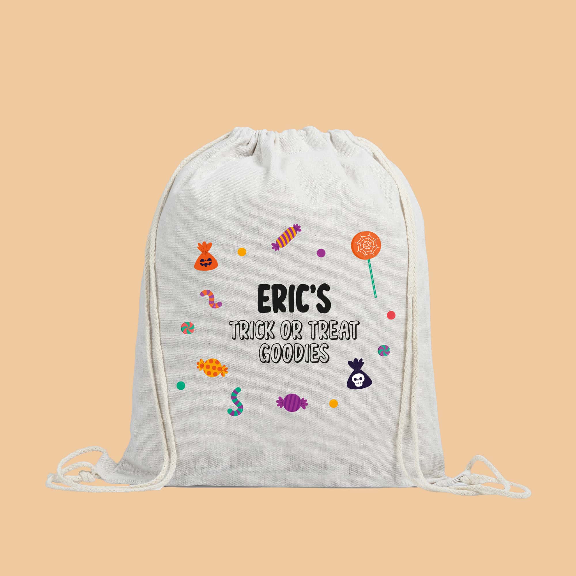 Personalised Halloween Trick or Treat Drawstring Bag - Sweets