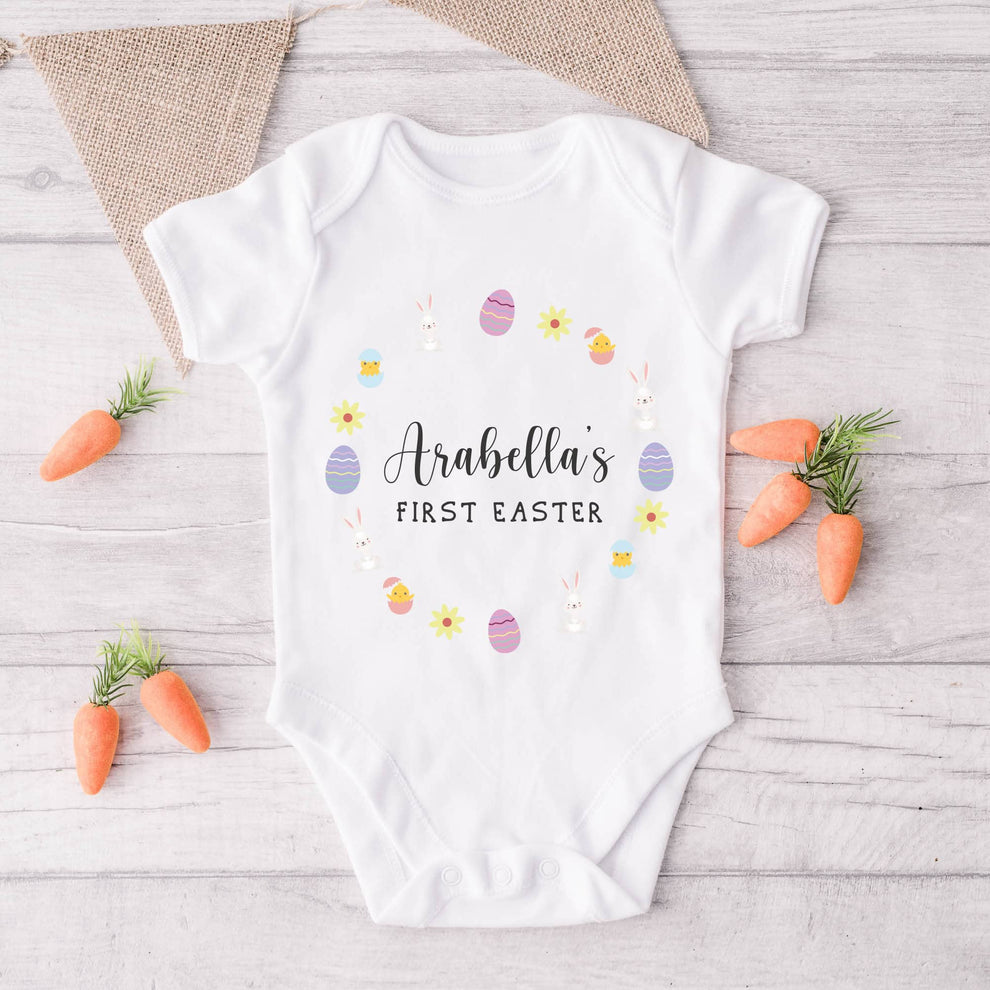 Personalised First Easter Wreath T-Shirt / Babygrow