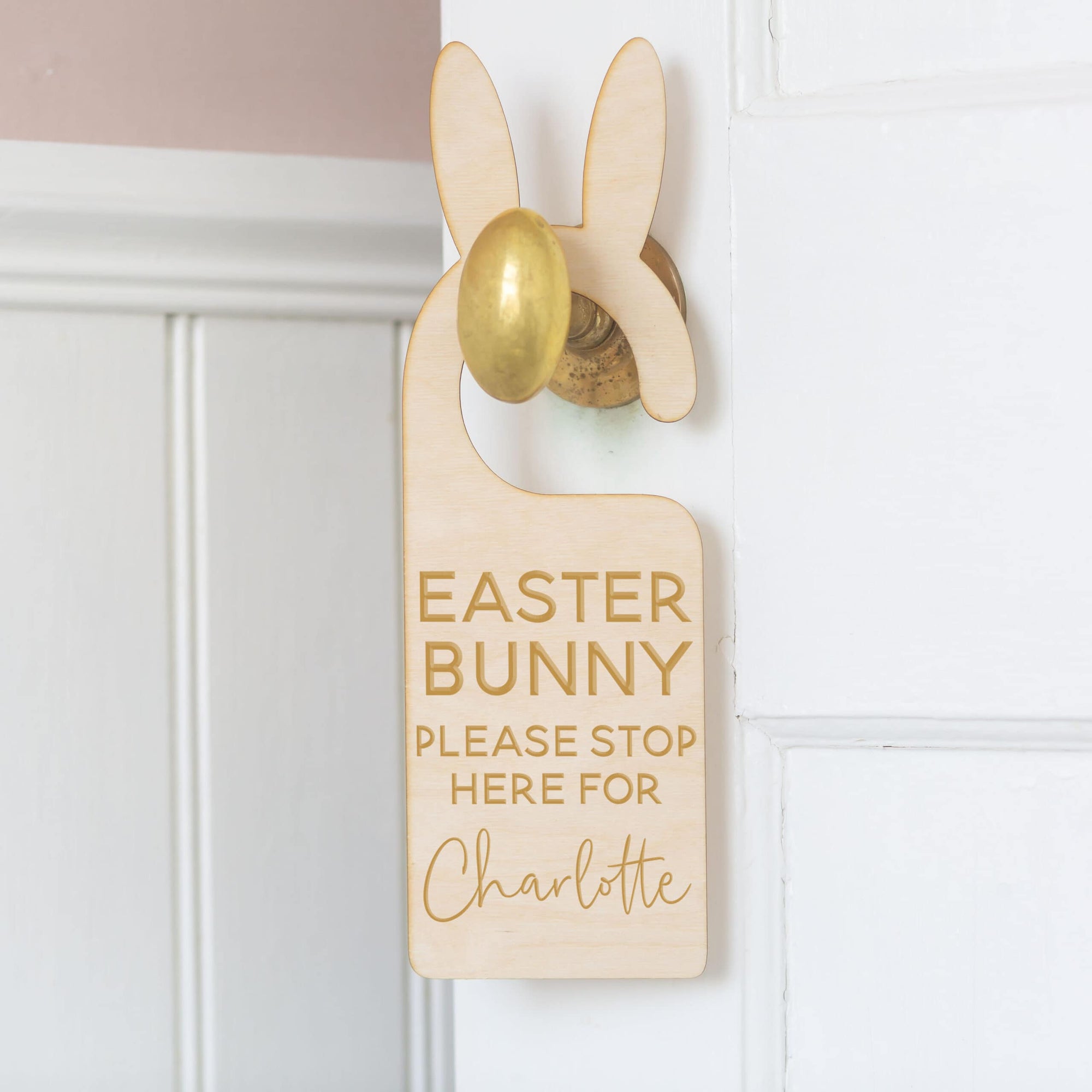 Personalised Easter Bunny Stop Here Door Hanger