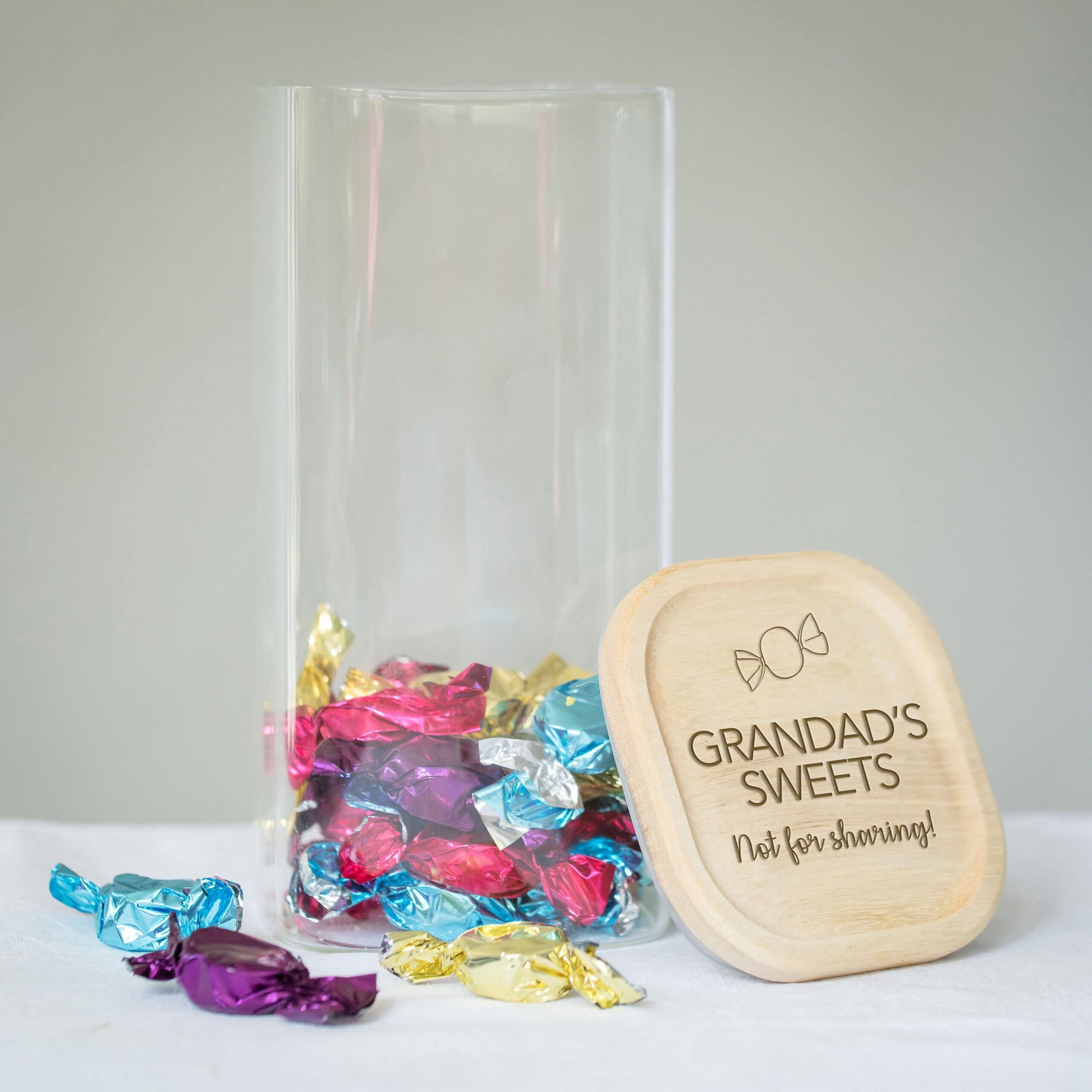 Personalised Engraved Lid Glass Sweetie Jar