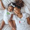 Personalised Adult / Child Mummy and Child Battery Charge T-Shirt / Babygrow