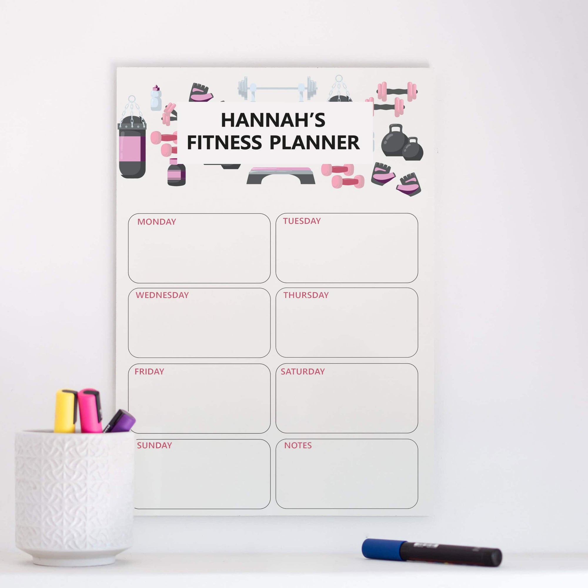 Personalised Fitness Whiteboard Weekly Planner
